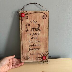 Psalm 100:5 Wood + Metal Wire Decorative Wall Plaque